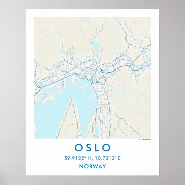 Póster Mapa personalizado de la ciudad de Oslo Noruega Ar (Frente)
