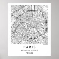 Mapa Personalizado de la Ciudad de París Francia P