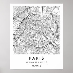Póster Mapa Personalizado de la Ciudad de París Francia P