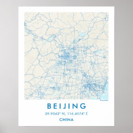 Póster Mapa personalizado de la ciudad de Pekín, China, a