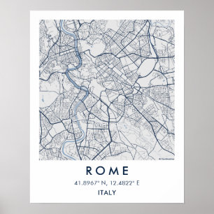 Póster Mapa personalizado de la ciudad de Roma Italia Art