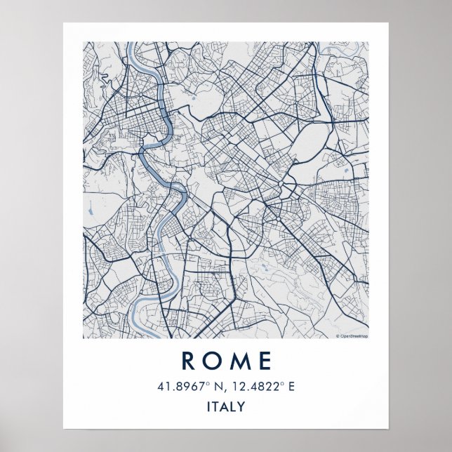 Póster Mapa personalizado de la ciudad de Roma Italia Art (Frente)