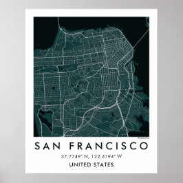 Póster Mapa personalizado de la ciudad de San Francisco A