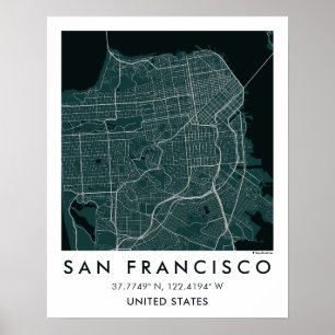 Póster Mapa personalizado de la ciudad de San Francisco A
