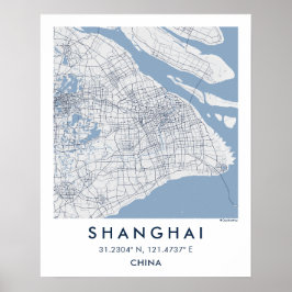 Póster Mapa personalizado de la ciudad de Shanghai China