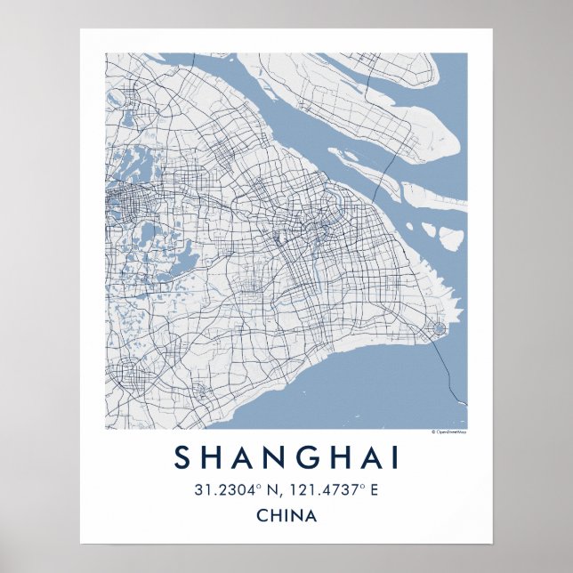 Póster Mapa personalizado de la ciudad de Shanghai China  (Frente)