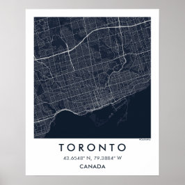 Póster Mapa personalizado de la ciudad de Toronto Canadá