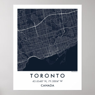 Póster Mapa personalizado de la ciudad de Toronto Canadá
