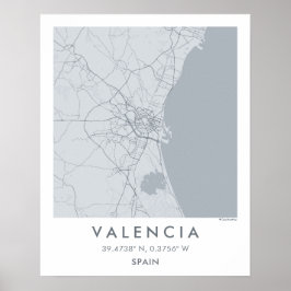 Póster Mapa personalizado de la ciudad de Valencia España