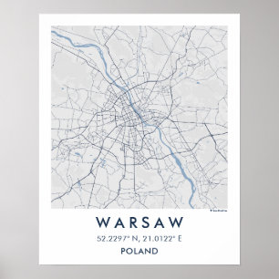 Póster Mapa personalizado de la ciudad de Varsovia Poloni