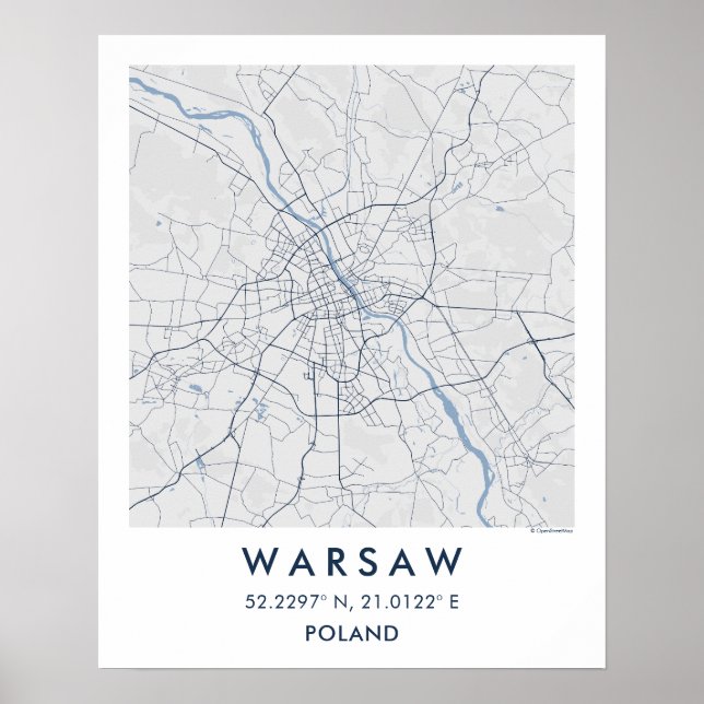 Póster Mapa personalizado de la ciudad de Varsovia Poloni (Frente)