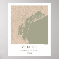 Mapa personalizado de la ciudad de Venecia Italia