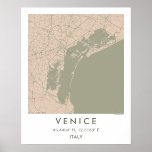 Póster Mapa personalizado de la ciudad de Venecia Italia