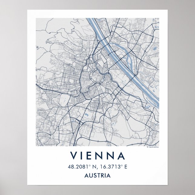 Póster Mapa personalizado de la ciudad de Viena Austria A (Frente)