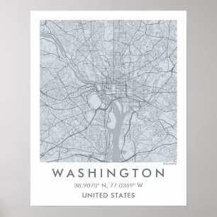 Póster Mapa personalizado de la ciudad de Washington DC A