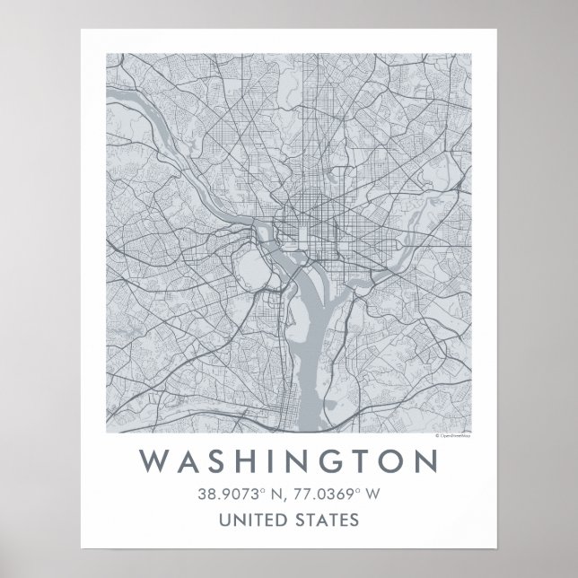 Póster Mapa personalizado de la ciudad de Washington DC A (Frente)