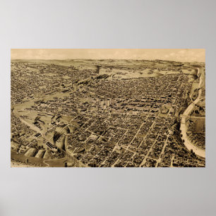 Póster Mapa pictórico de Fort Worth TX (1891)