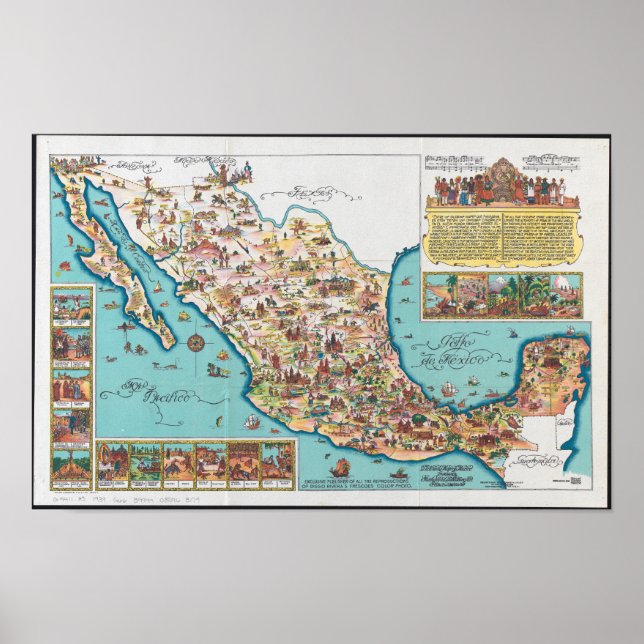 Póster Mapa Pictórico de México (Frente)