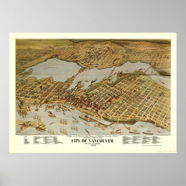 Póster Mapa pictórico de Vancouver BC (1898) (Frente)