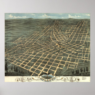 Póster Mapa pictórico vintage de Atlanta (1871)