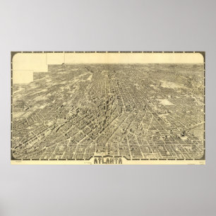 Póster Mapa pictórico vintage de Atlanta Georgia (1919)