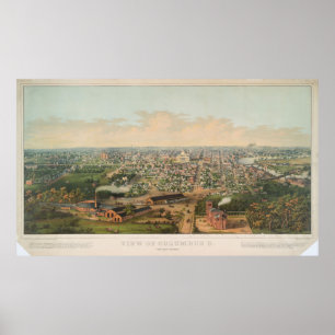 Póster Mapa pictórico vintage de Colón OH (1867)