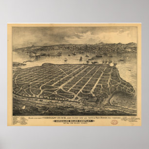 Póster Mapa pictórico vintage de la playa de Coronado (18