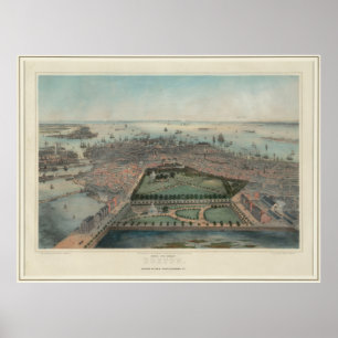 Póster Mapa pictórico vintage de las MAMÁES de Boston (18