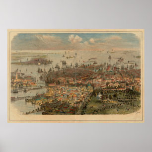 Póster Mapa pictórico vintage de las MAMÁES de Boston (18