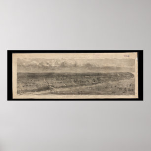 Póster Mapa pictórico vintage de Long Branch NJ (1873)