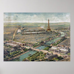 Póster Mapa pictórico vintage de París (1900)