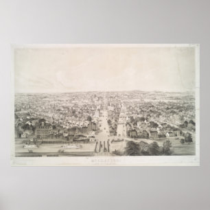 Póster Mapa pictórico vintage de Rochester NY (1854)