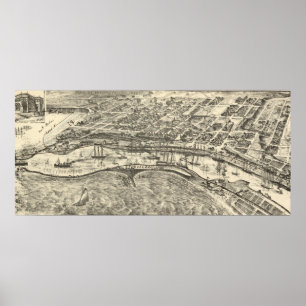 Póster Mapa pictórico vintage de San Pedro (1902)