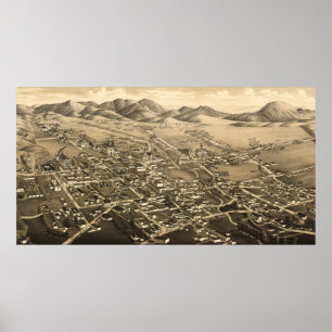Póster Mapa pictórico vintage de Santa Fe (1882)