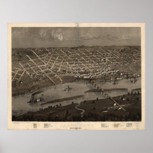 Póster Mapa pictórico vintage de St. Paul Minnesota (1867