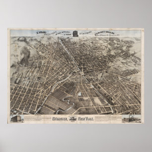 Póster Mapa pictórico vintage de Syracuse Nueva York (187