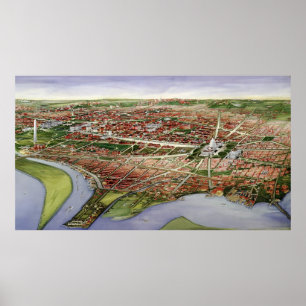 Póster Mapa pictórico vintage de Washington D.C. (1901)