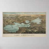 Mapa pictórico vintage del Lago Chautauqua NY (188