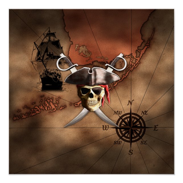 Póster Mapa pirata (Anverso)
