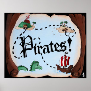 Póster Mapa pirata