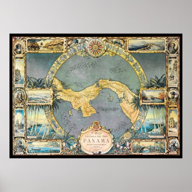 Póster Mapa "pirata" de Panamá (Frente)