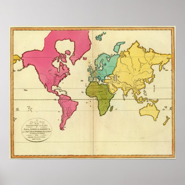 Póster Mapa plano mundial (Frente)