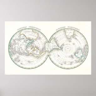 Póster Mapa polar del mundo