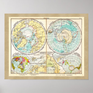 Póster Mapa polar en alemán