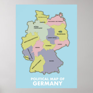Póster Mapa político de Alemania