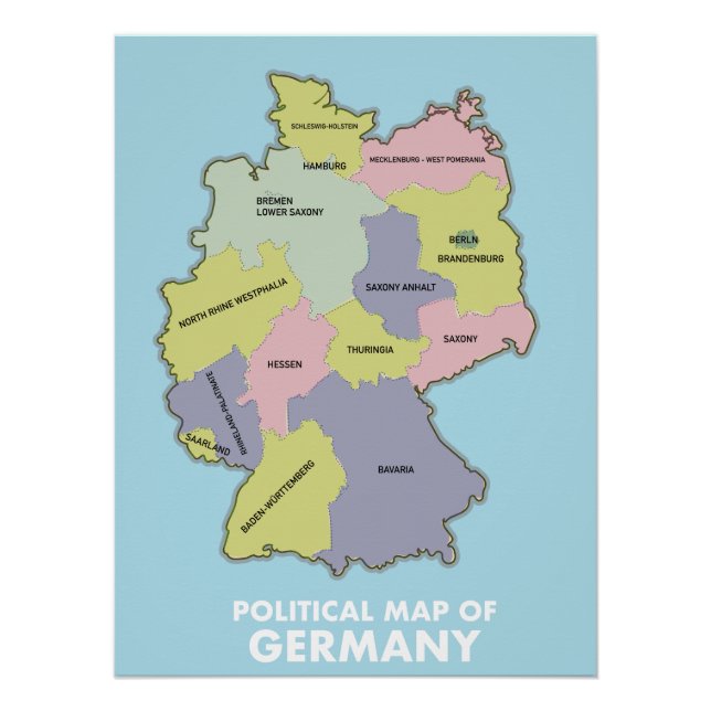 Póster Mapa político de Alemania (Anverso)