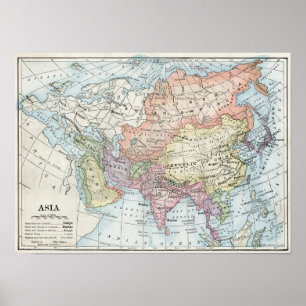 Póster Mapa político de Asia (1916)