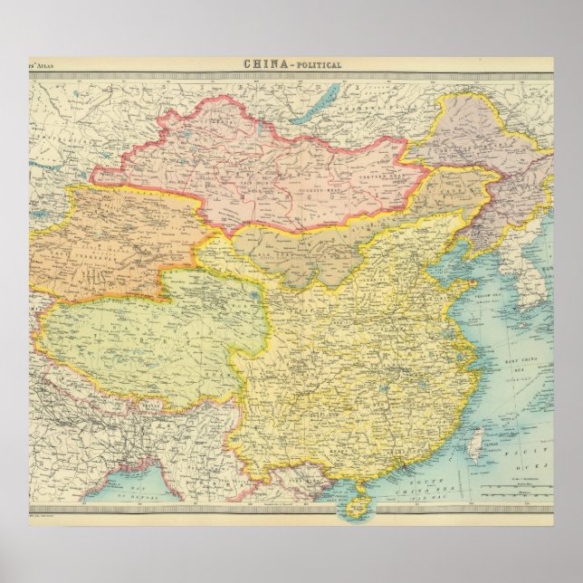 Póster Mapa político de China (Frente)