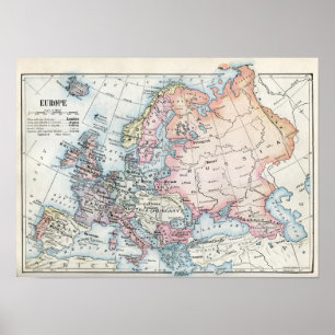 Póster Mapa político de Europa (1916)