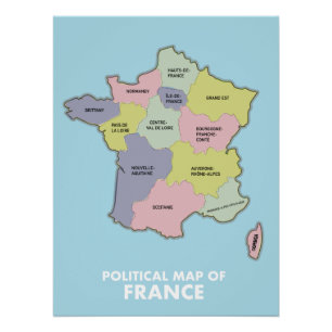 Póster Mapa político de Francia